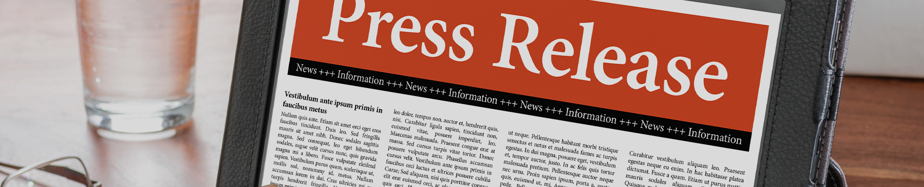 A tablet showing a press release, highlighting key announcements and details for easy access and reading.