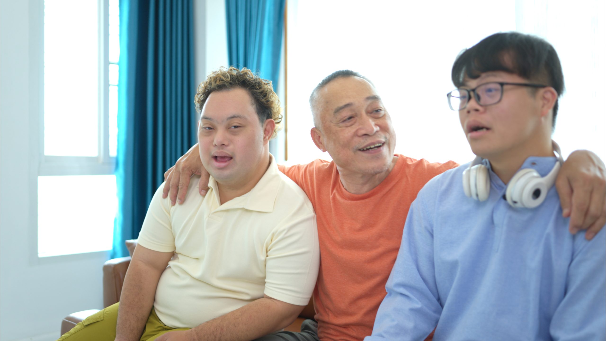 A father with autistic children enjoy spending quality time together.