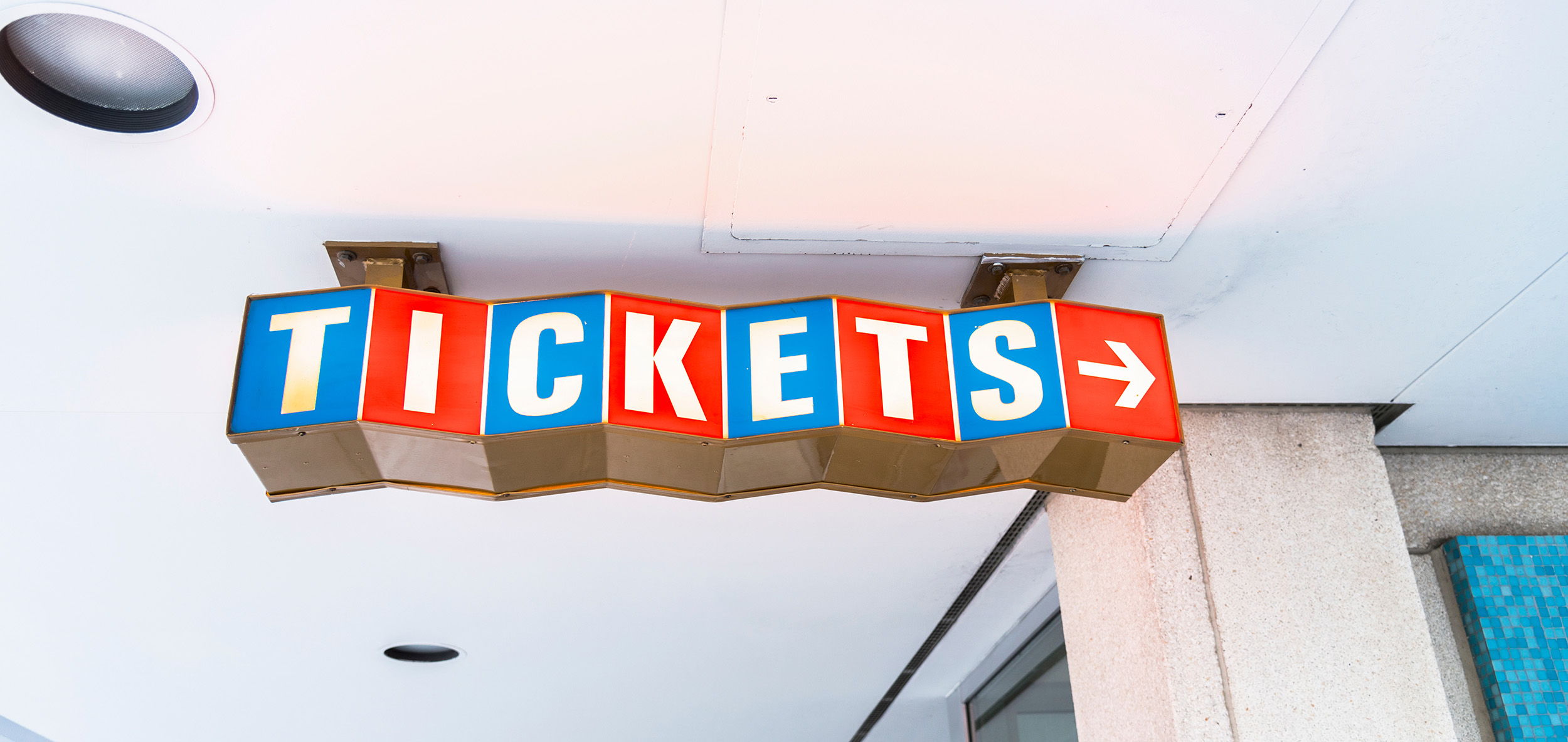 Colorful tickets sign
